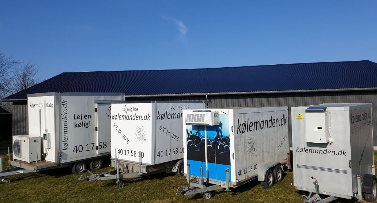 Et udsnit af Koelemandens trailere til udlejning.